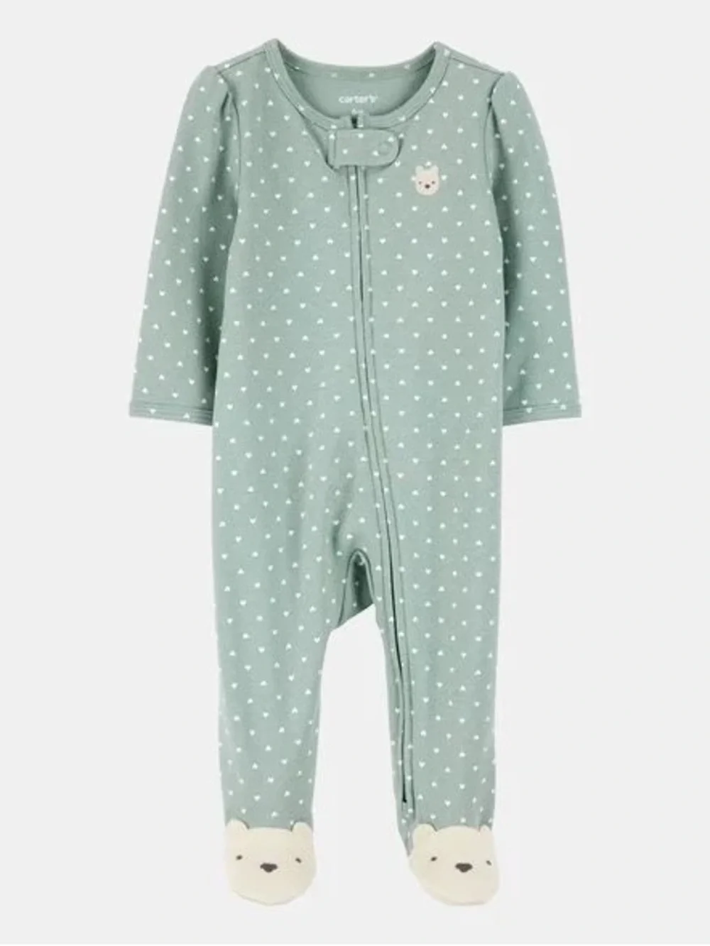 Carter’s Mint Green Polka Dot 2-Way Zip Cotton Sleep & Play Pajamas | 9M